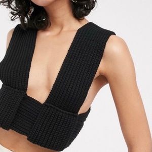 Simonett Black Chunky Knit Nanu Cropped Sweater Top